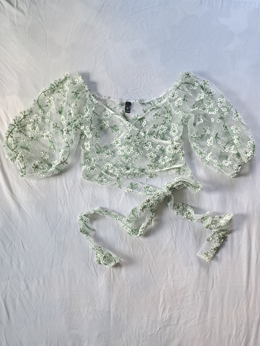 Sheer Floral Wrap Crop Top